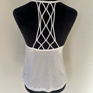 lululemon White Strappy Lattice Back‎ Tank